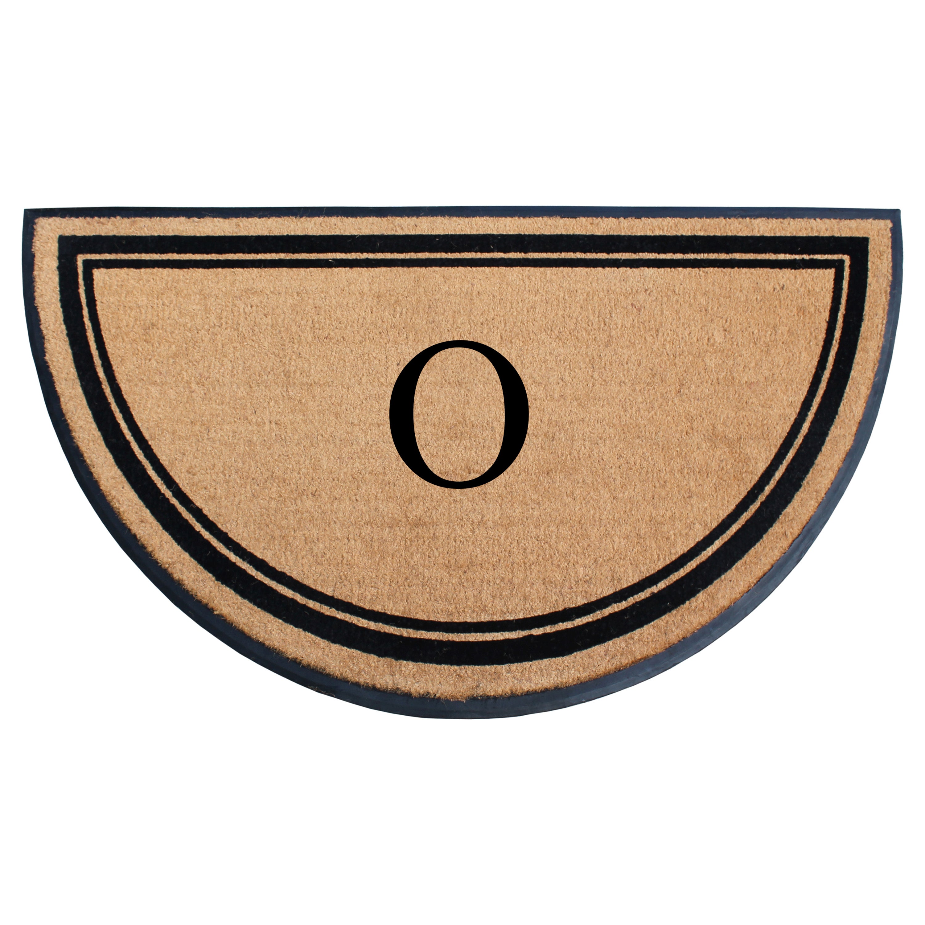 A1HC Personalized Half Round Coir Door Mat with Monogram Rubber Border Entry Mat 36" x 72"