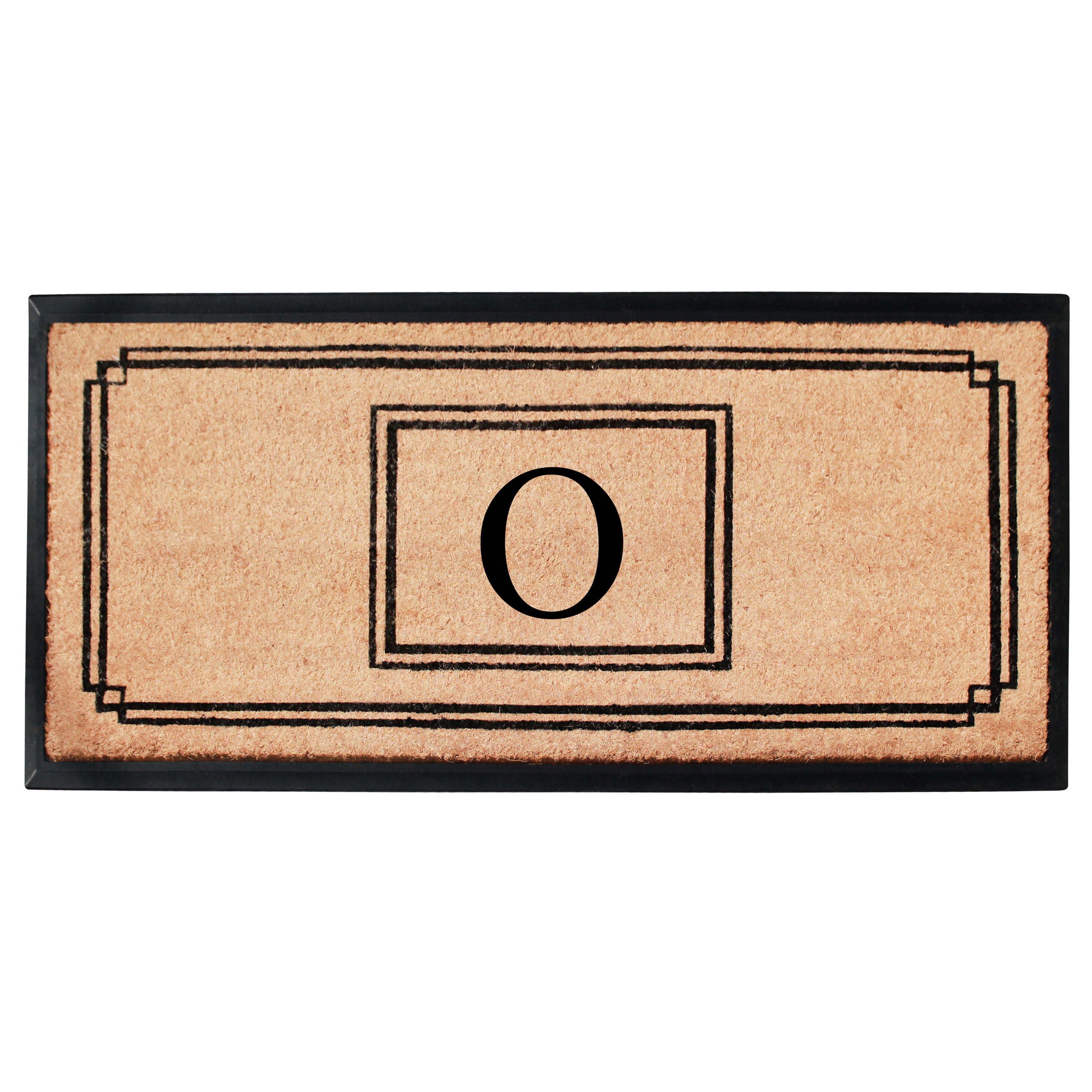 A1HC Personalized Monogram Coir Doormat 24" x 48" – Geometric Border Coco Fiber Outdoor Front Door Mat
