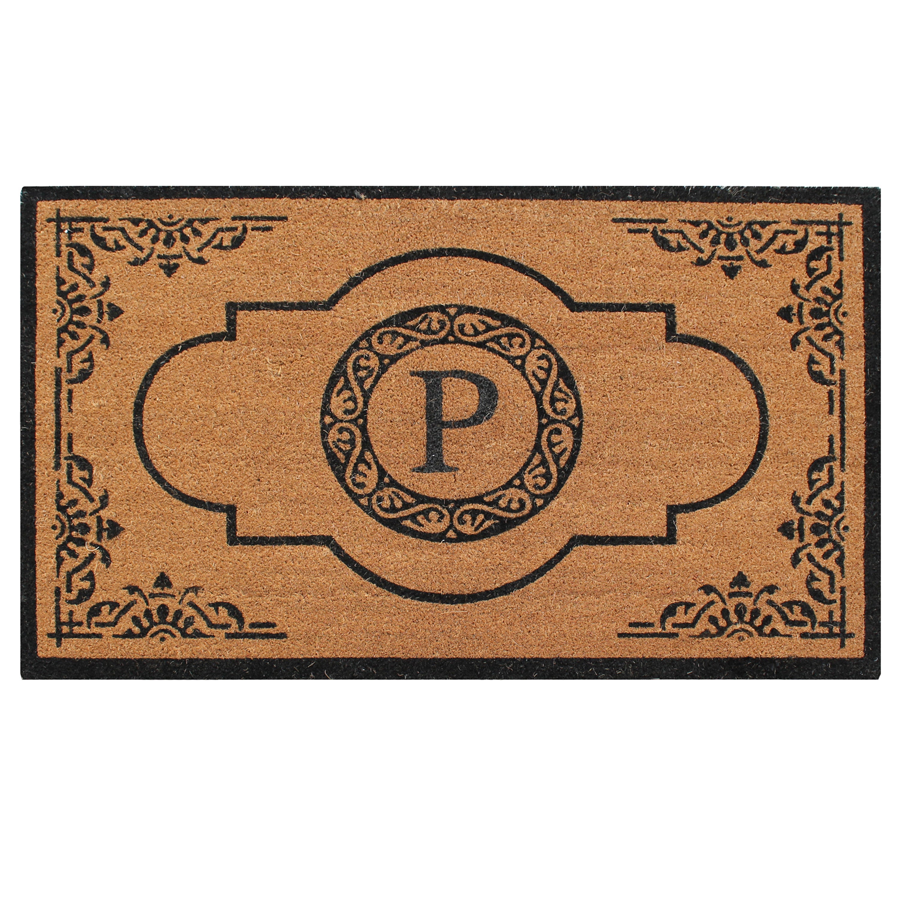 A1HC Personalized Monogram Coir Door Mat – Front Door Mat with Decorative Frame Design, PVC Backing Outdoor Entryway Doormat