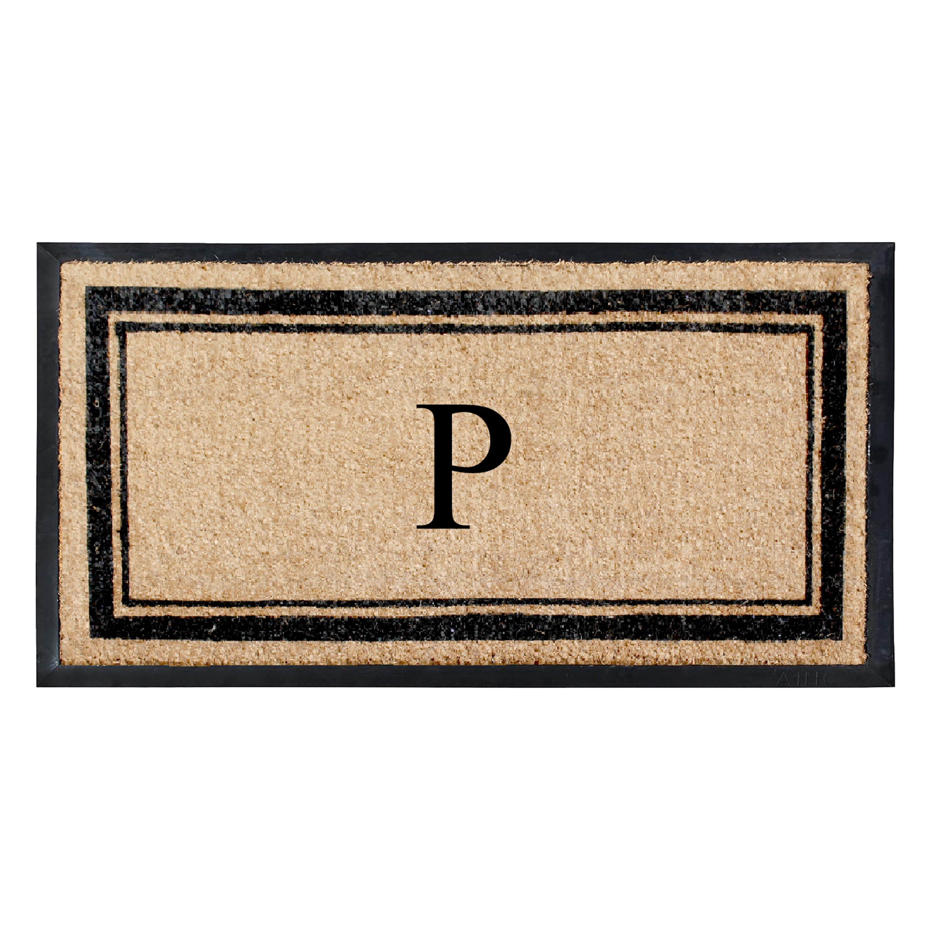 A1HC Luxury Monogrammed Natural Coir Doormat with Heavy-Duty Rubber Border
