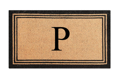 A1HC Personalized Monogram Coir Door Mat – Front Door Mat with Border Design, PVC Backing Outdoor Entryway Doormat