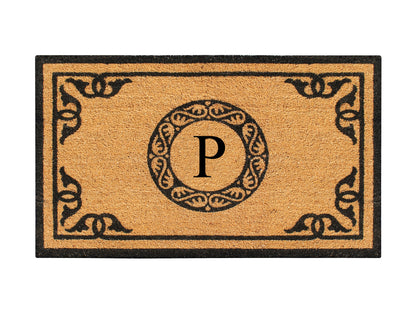 A1HC Natural Coir Door Mat 24x39, Anti-Shed Treated Durable Doormat for Outdoor Entrance Monogrammed