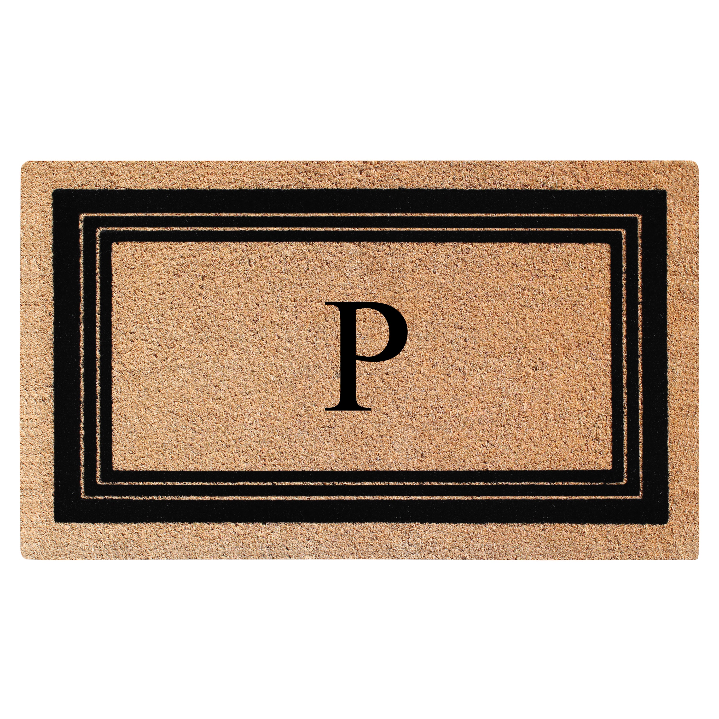 A1HC Personalized Monogrammed Coir Doormat 24" x 39" – Classic Border Coco Fiber Outdoor Front Door Mat
