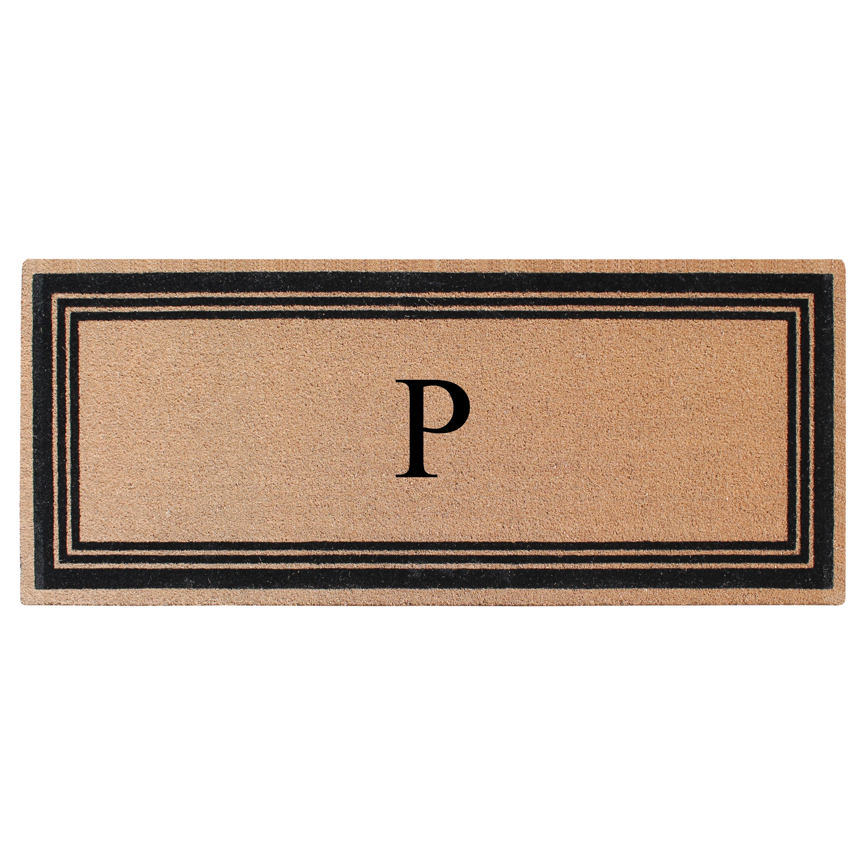 A1HC Personalized Monogrammed Coir Doormat – Classic Border Coco Fiber Outdoor Front Door Mat