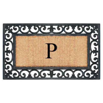A1HC Natural Rubber & Coir 18x30, Monogrammed Doormat For Outdoor Entrance, Anti-Shed Treated Mat