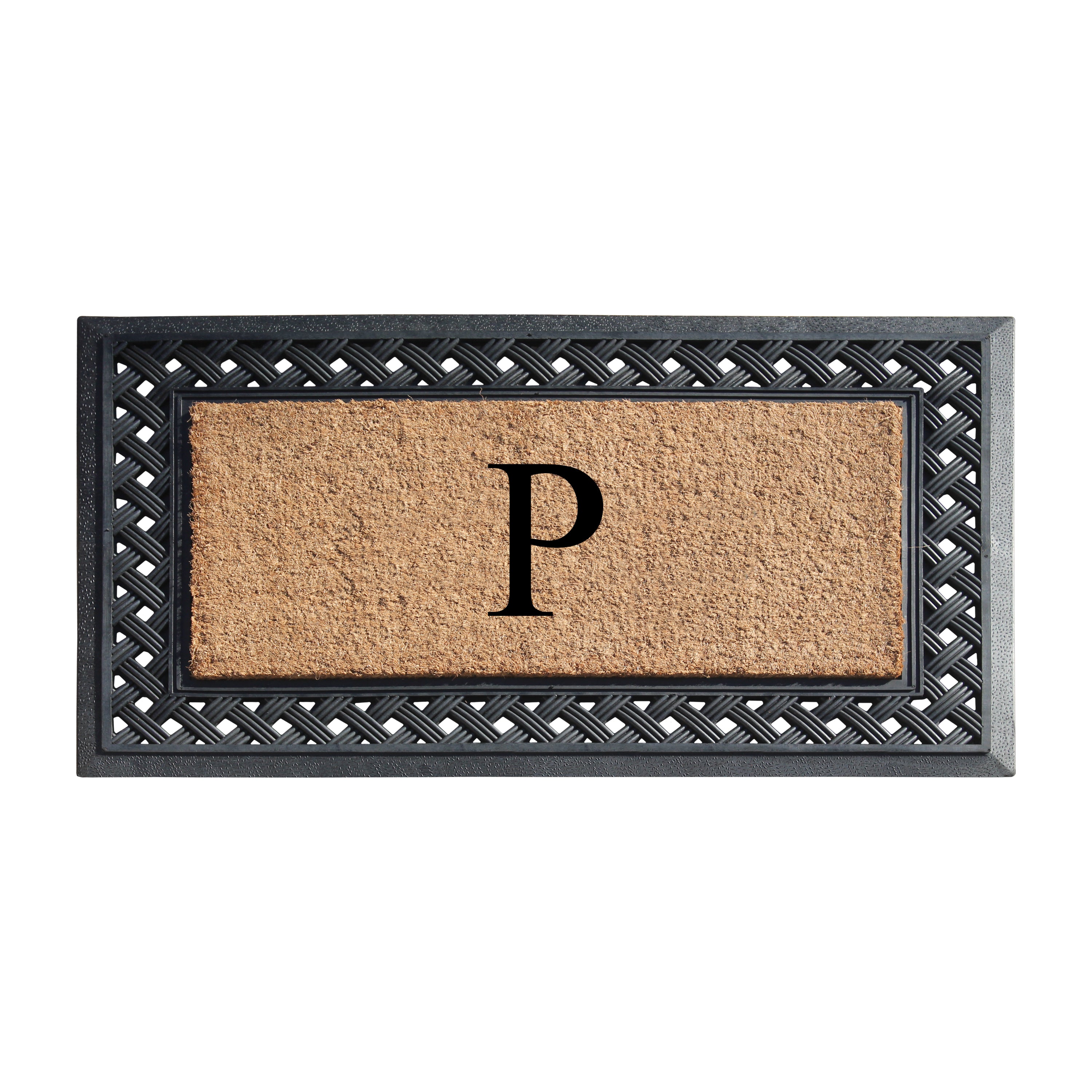 A1HC Personalized Monogram Coir Door Mat with Decorative Rubber Frame Outdoor Entry Mat 23" x 38"