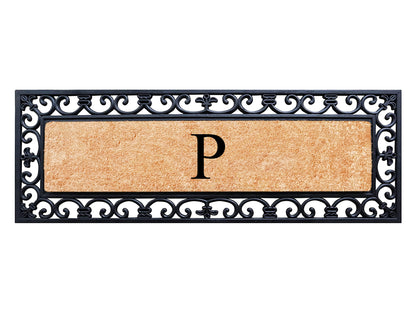 A1HC Rubber Coir Doormat For Outdoor Entrance, Anti-Shed Treated Front Door Mat 18x48, Monogrammed