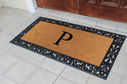 A1HC Natural Coir Monogrammed Outdoor Entrance Door Mat 30X60, Anti-Shed Treated Durable Doormat