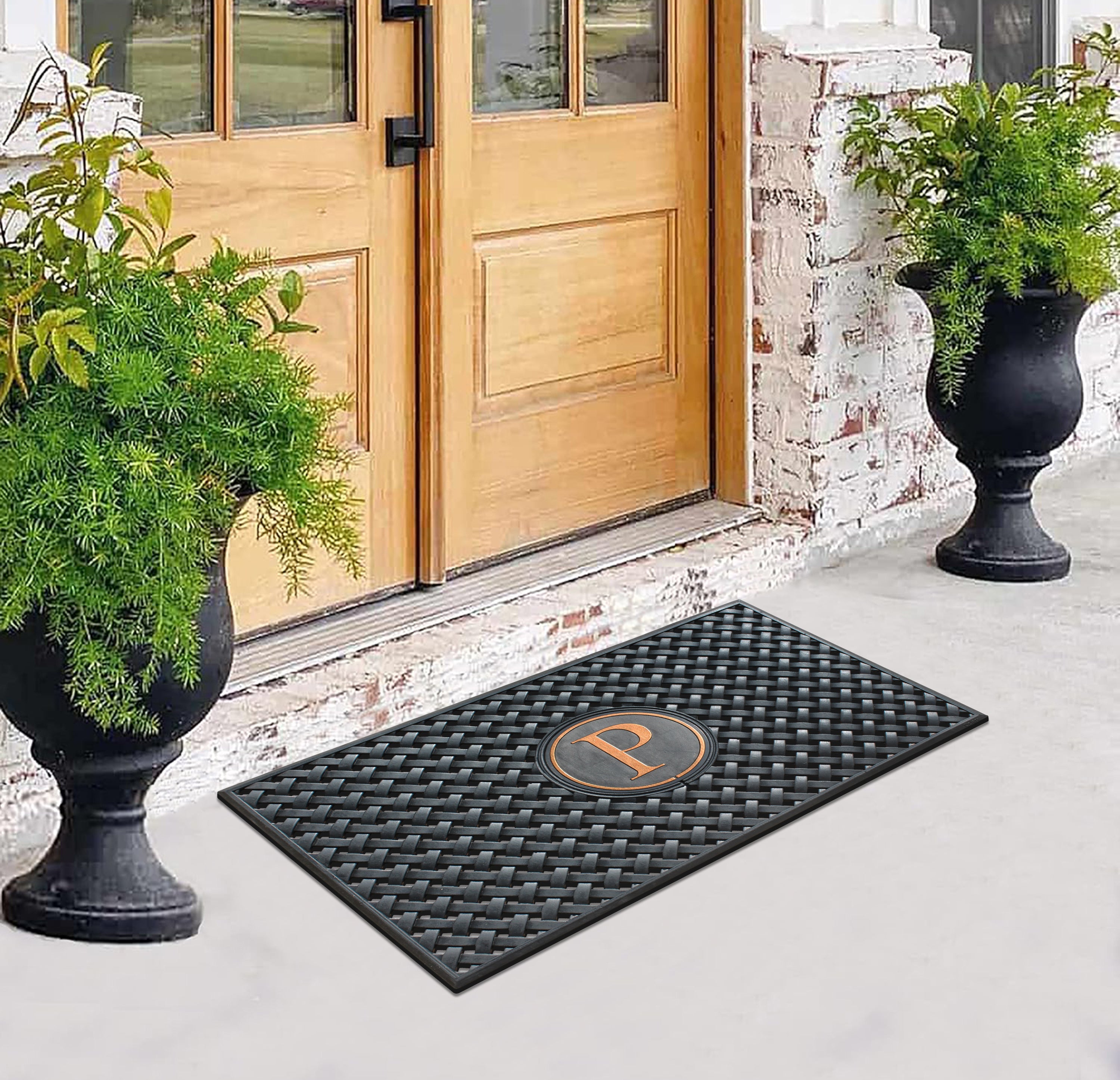 A1HC Large Monogrammed Rubber Doormat, 24" x 39" – Durable, All-Weather Entryway Mat for Indoor & Outdoor Use