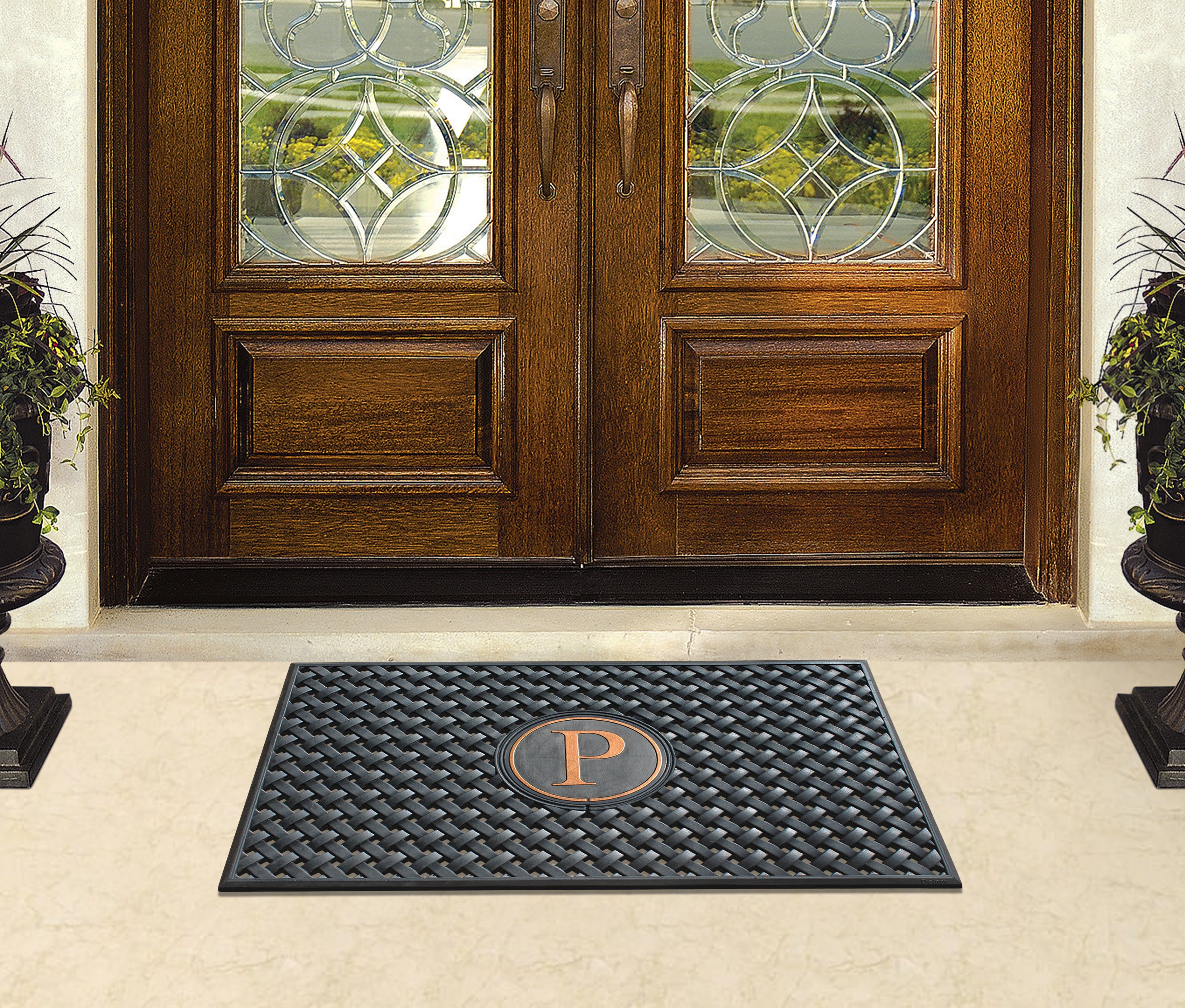 A1HC Large Monogrammed Rubber Doormat, 24" x 39" – Durable, All-Weather Entryway Mat for Indoor & Outdoor Use