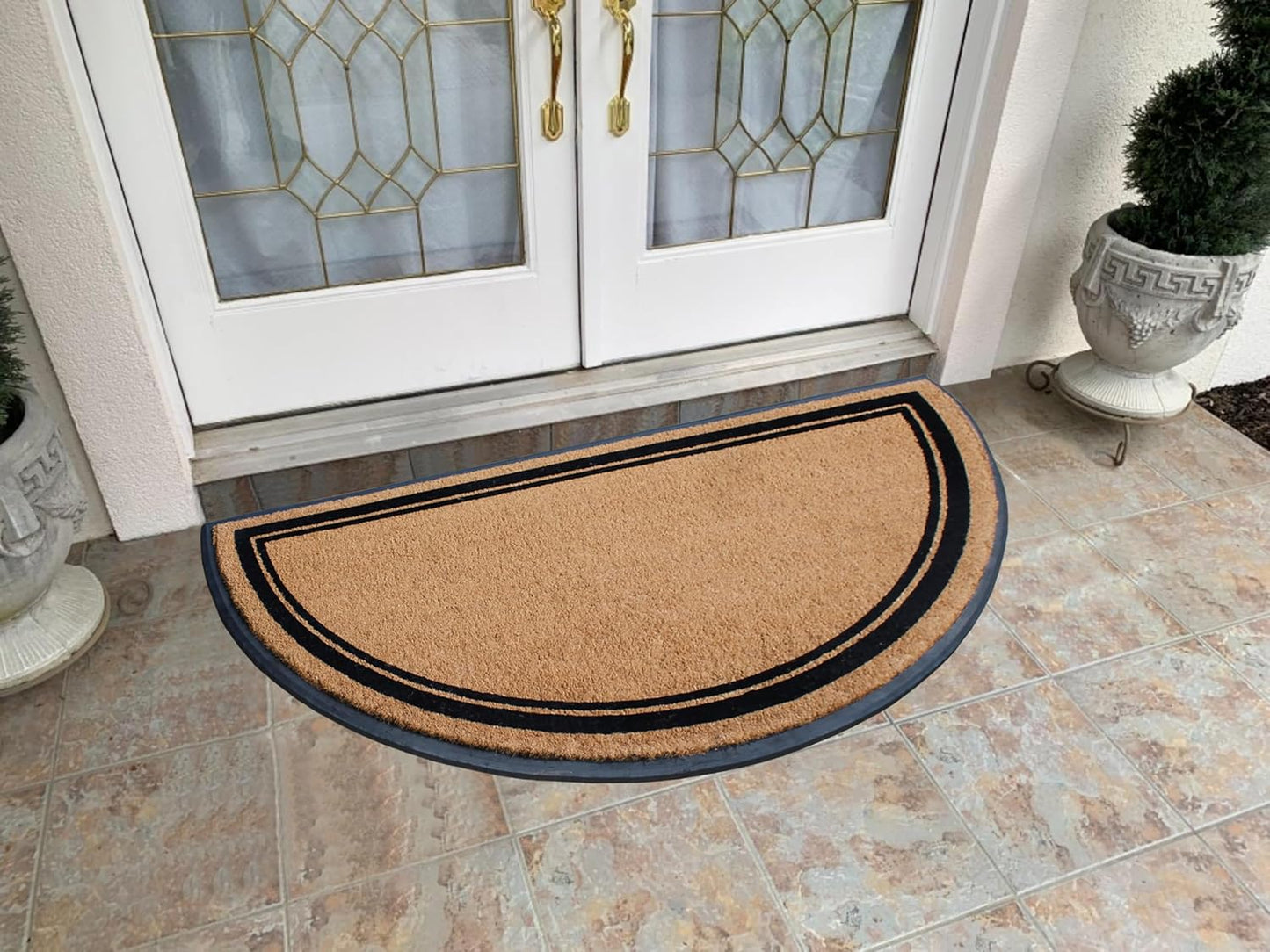 A1HC Natural Coir & Rubber Half Round Entrance Door Mat 36" x 72",Heavy Duty Thick Durable Doormats
