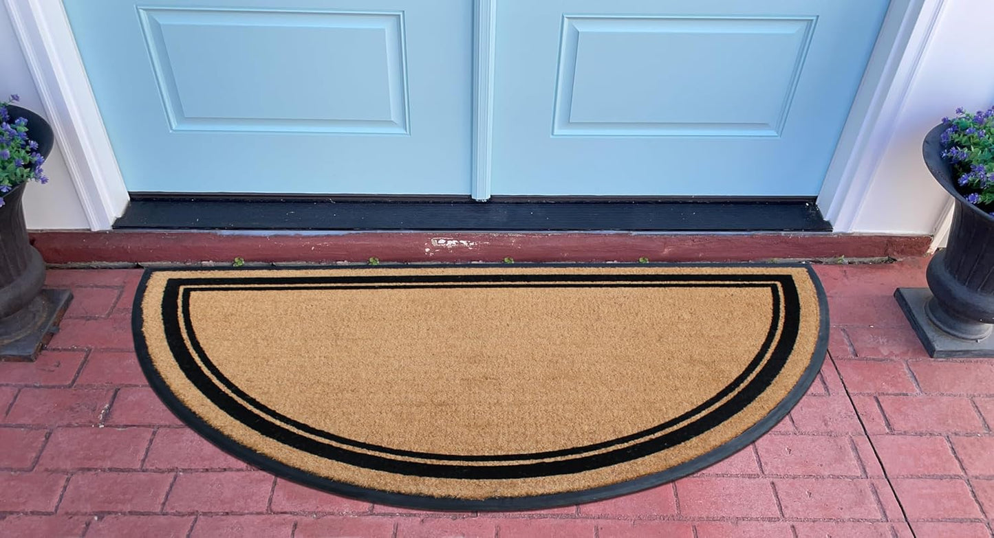 A1HC Natural Coir & Rubber Half Round Entrance Door Mat 36" x 72",Heavy Duty Thick Durable Doormats