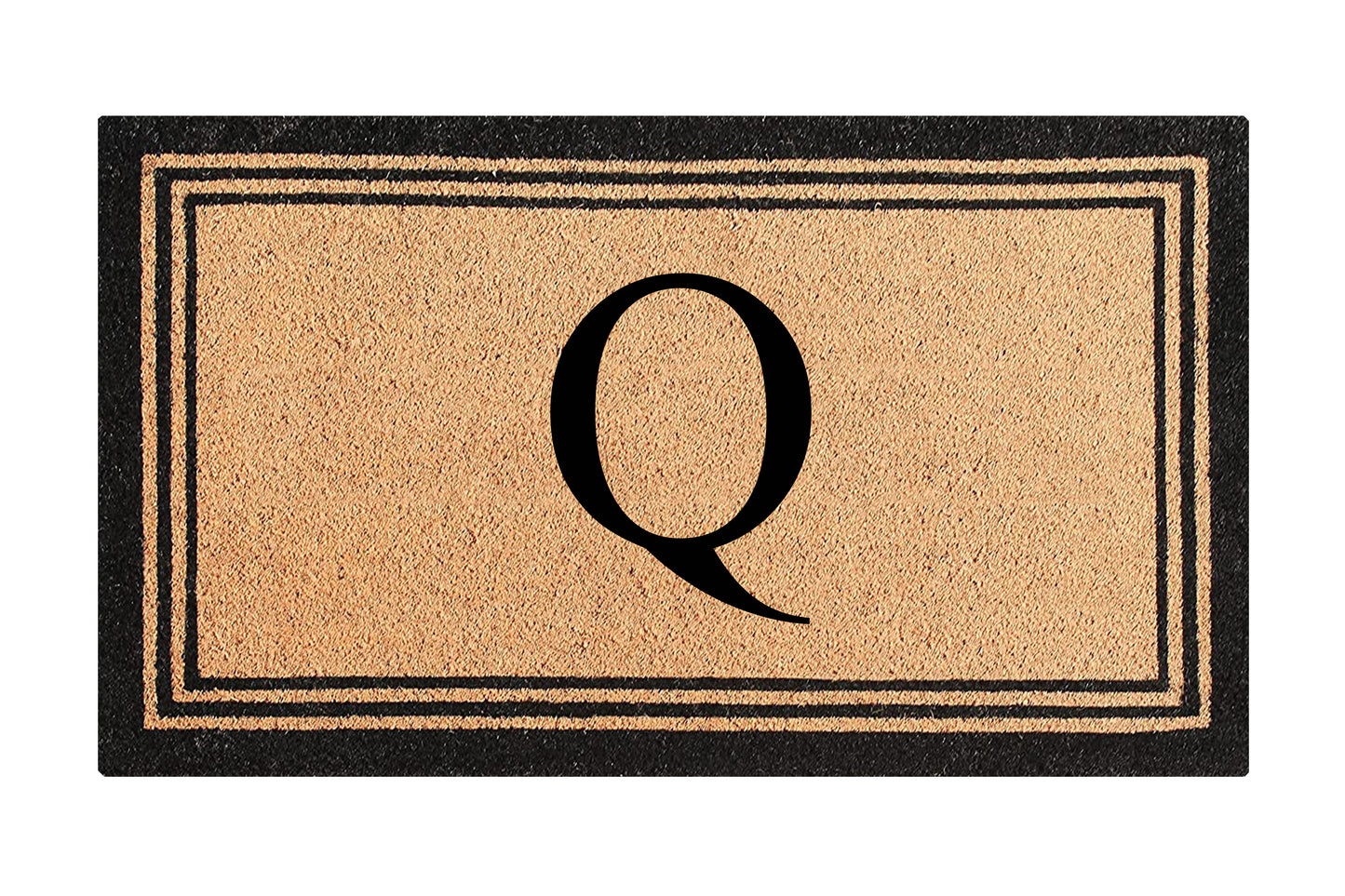 A1HC Personalized Monogram Coir Door Mat – Front Door Mat with Border Design, PVC Backing Outdoor Entryway Doormat