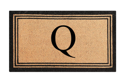 A1HC Personalized Monogram Coir Door Mat – Front Door Mat with Border Design, PVC Backing Outdoor Entryway Doormat