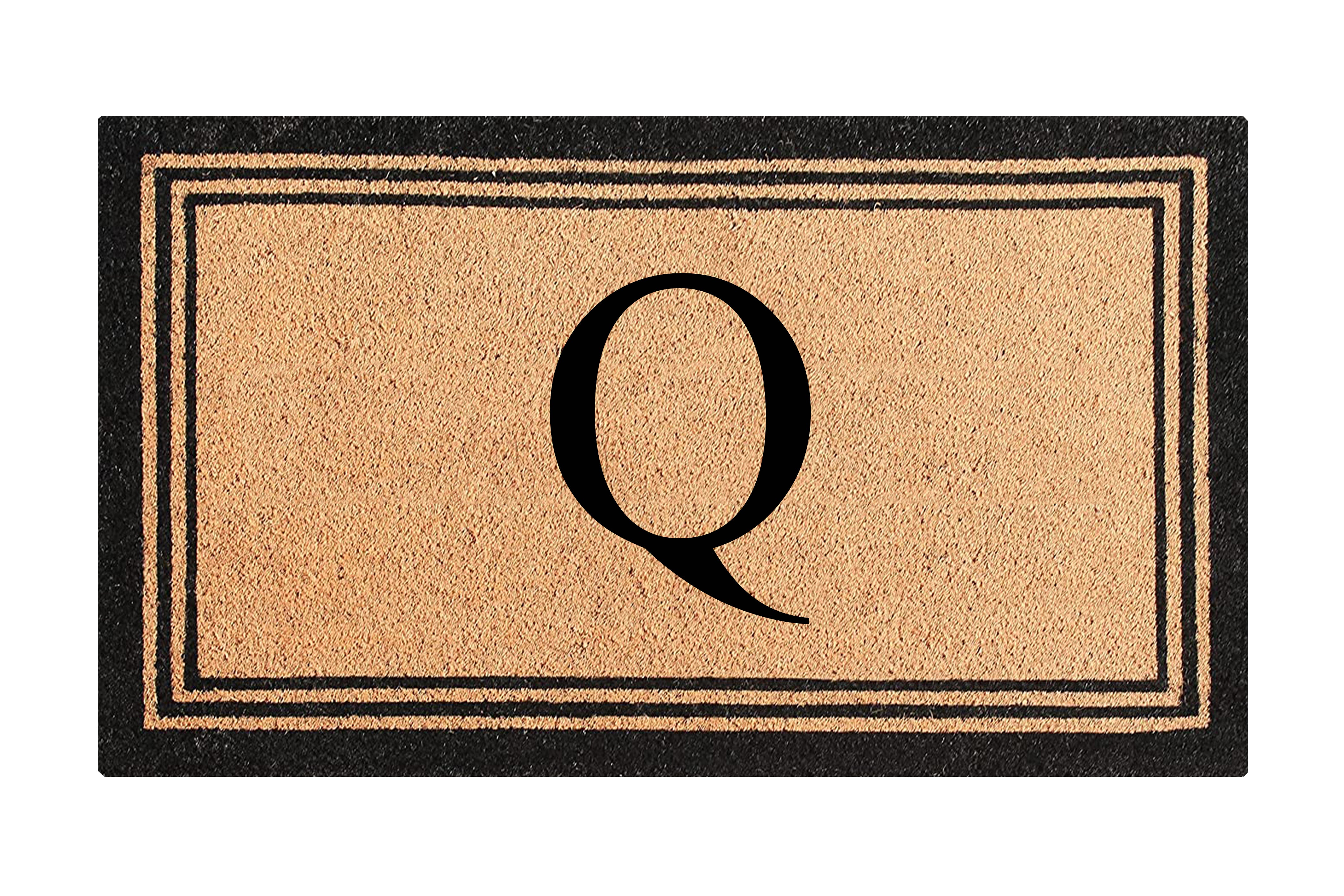 A1HC Natural Coir and PVC Backing Classic Border Monogrammed Door Mat, Anti-Shed Entry Doormat