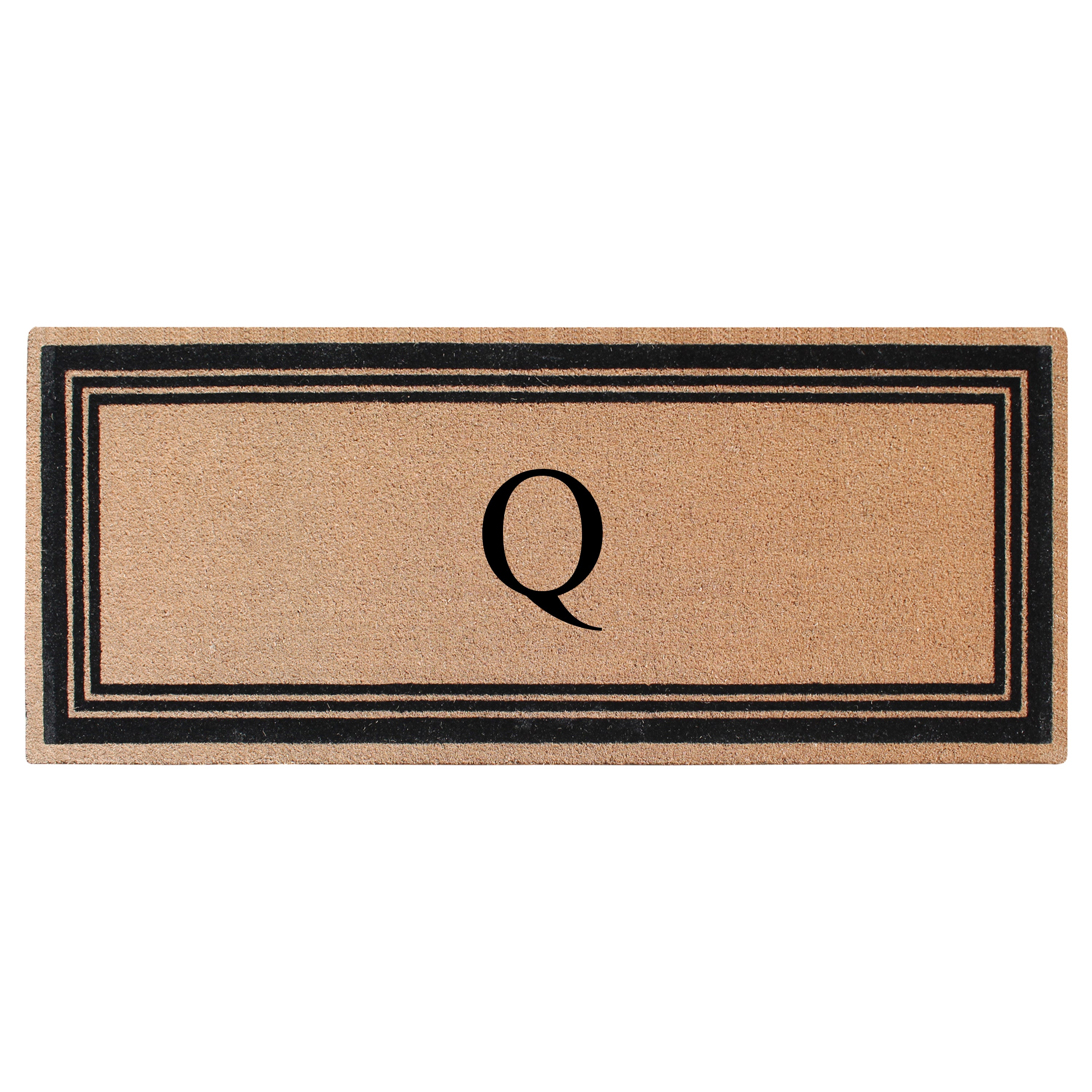 A1HC Personalized Monogrammed Coir Doormat – Classic Border Coco Fiber Outdoor Front Door Mat