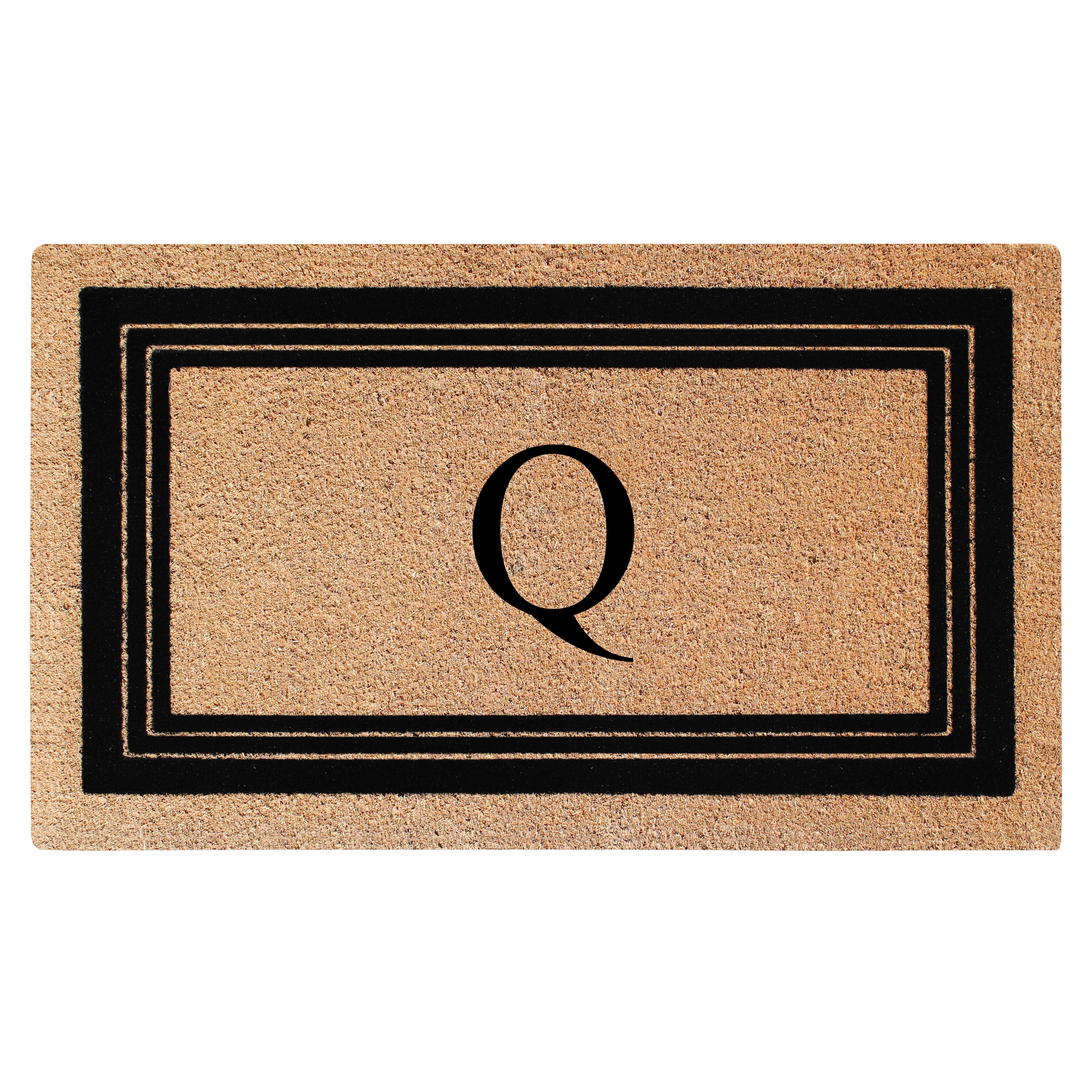 A1HC Personalized Monogrammed Coir Doormat 24" x 39" – Classic Border Coco Fiber Outdoor Front Door Mat