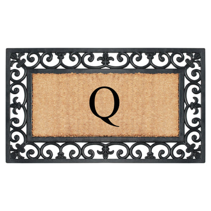 A1HC Natural Rubber & Coir 18x30, Monogrammed Doormat For Outdoor Entrance, Anti-Shed Treated Mat
