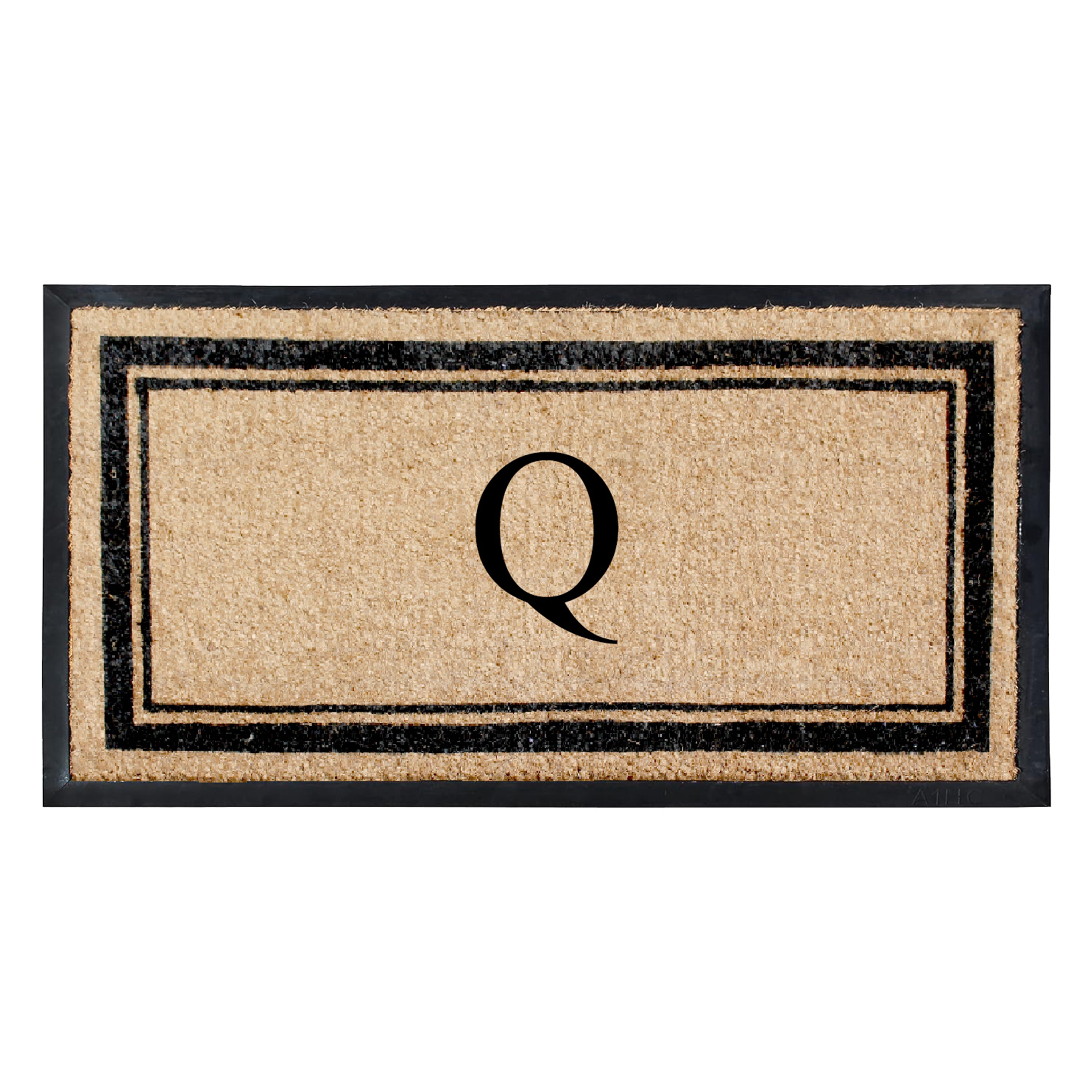 A1HC Luxury Monogrammed Natural Coir Doormat with Heavy-Duty Rubber Border