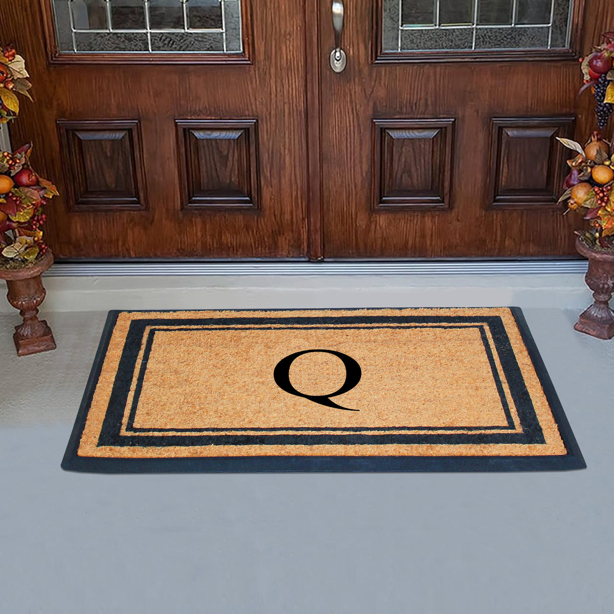 A1HC Personalized Monogram Rubber Coir Door Mat 30" x 48" – Custom Front Door Mat with Non-Slip Rubber Backing for Entryway, Porch & Patio