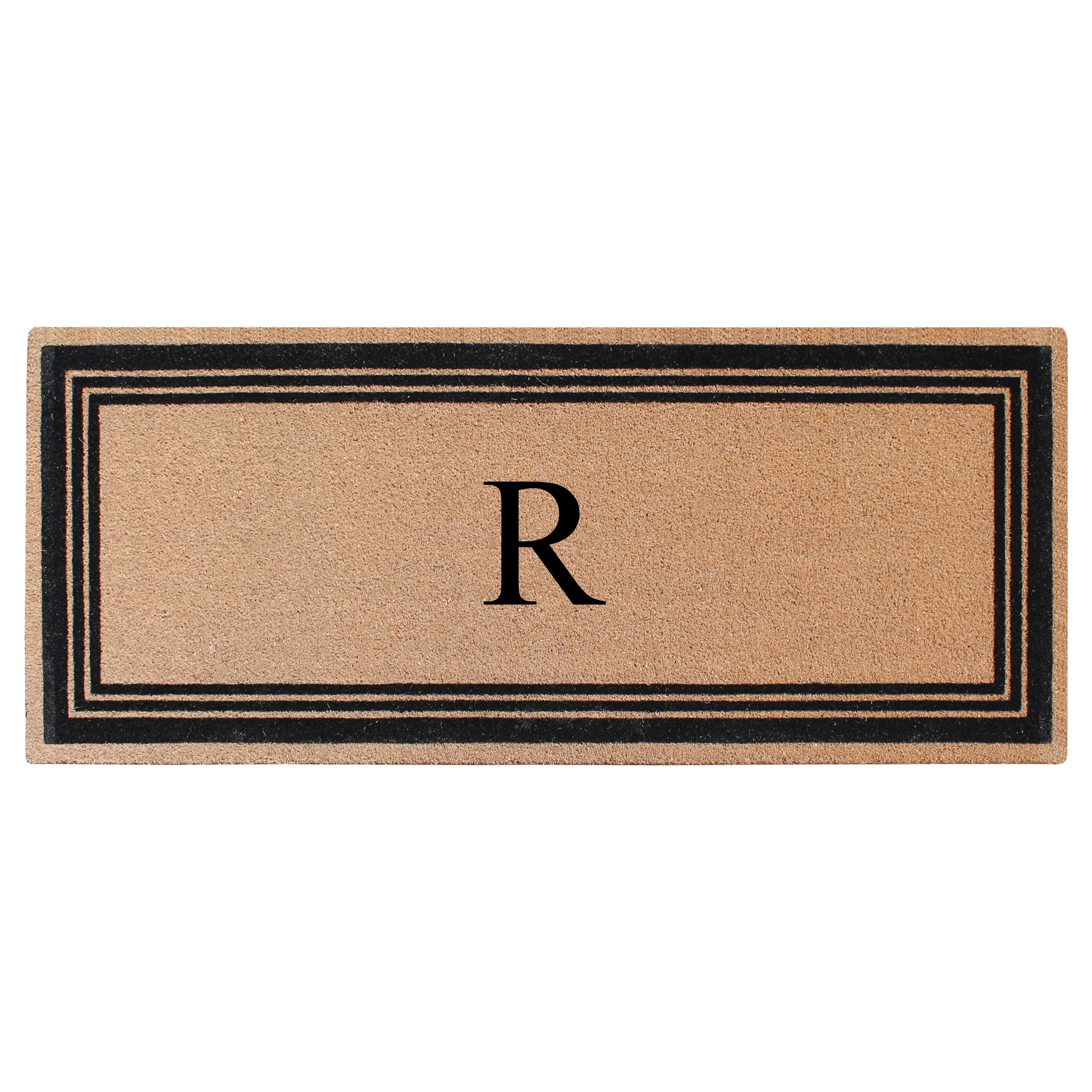 A1HC Personalized Monogrammed Coir Doormat – Classic Border Coco Fiber Outdoor Front Door Mat