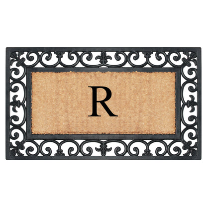 A1HC Natural Rubber & Coir 18x30, Monogrammed Doormat For Outdoor Entrance, Anti-Shed Treated Mat