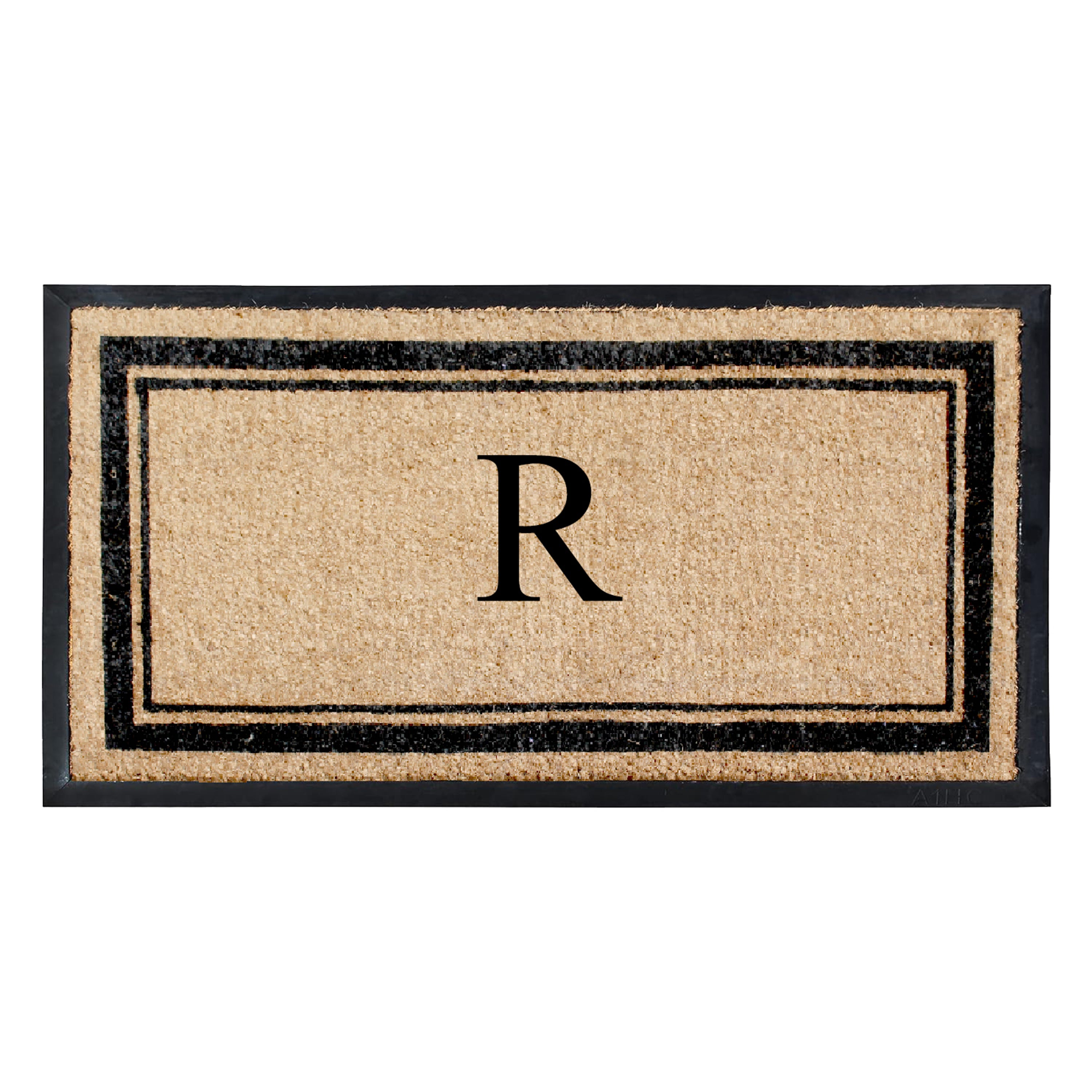 A1HC Luxury Monogrammed Natural Coir Doormat with Heavy-Duty Rubber Border