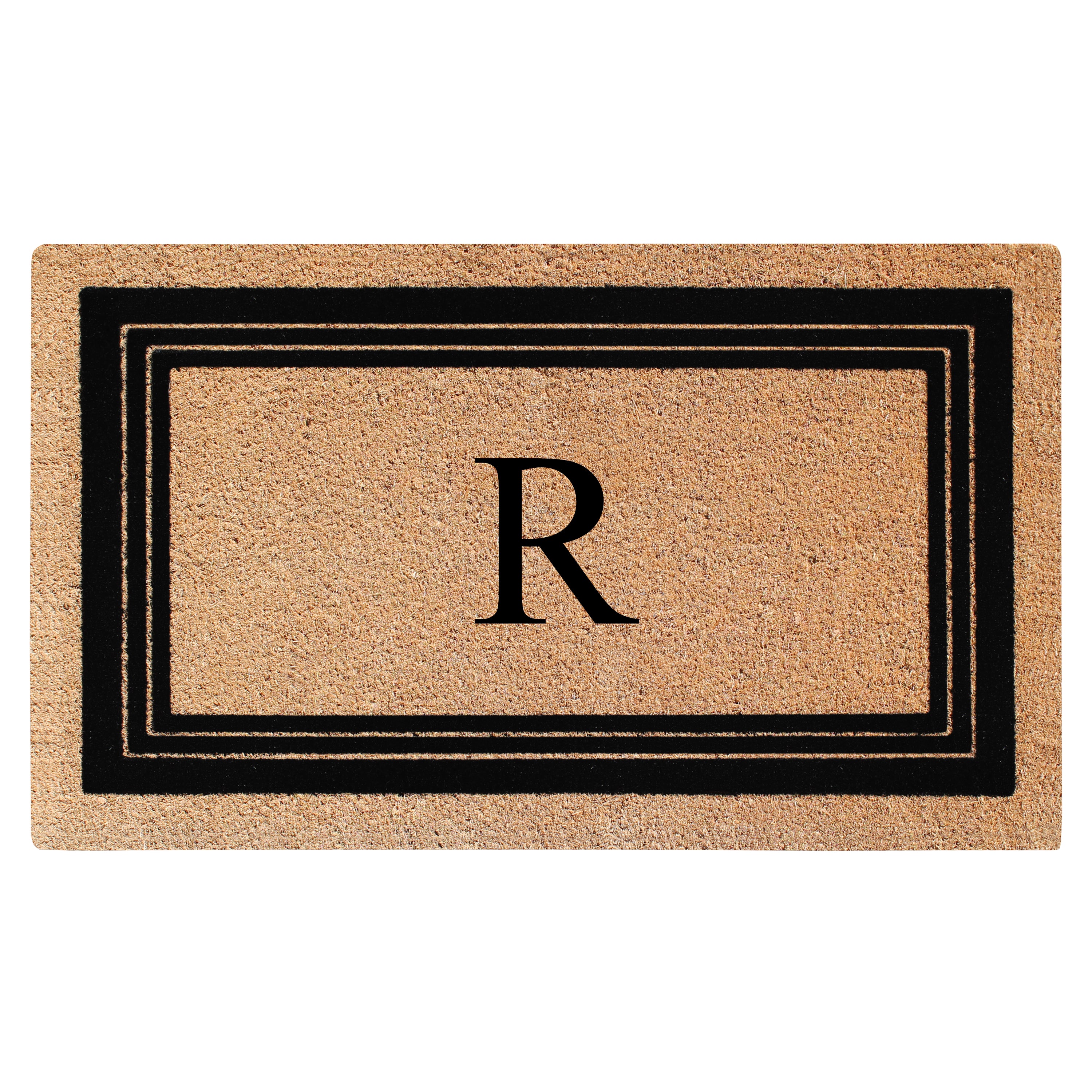 A1HC Personalized Monogrammed Coir Doormat 24" x 39" – Classic Border Coco Fiber Outdoor Front Door Mat