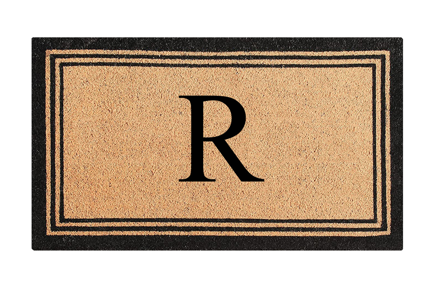 A1HC Personalized Monogram Coir Door Mat – Front Door Mat with Border Design, PVC Backing Outdoor Entryway Doormat