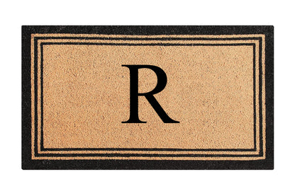 A1HC Personalized Monogram Coir Door Mat – Front Door Mat with Border Design, PVC Backing Outdoor Entryway Doormat