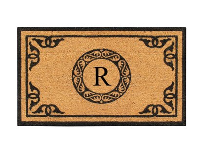 A1HC Natural Coir Door Mat 24x39, Anti-Shed Treated Durable Doormat for Outdoor Entrance Monogrammed