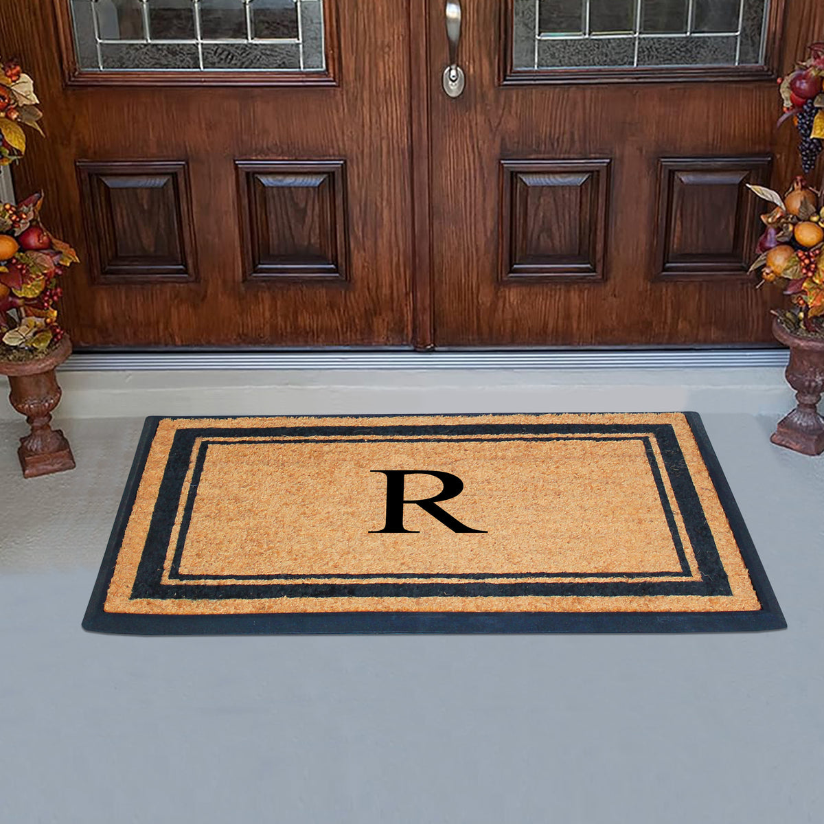 A1HC Personalized Monogram Rubber Coir Door Mat 30" x 48" – Custom Front Door Mat with Non-Slip Rubber Backing for Entryway, Porch & Patio