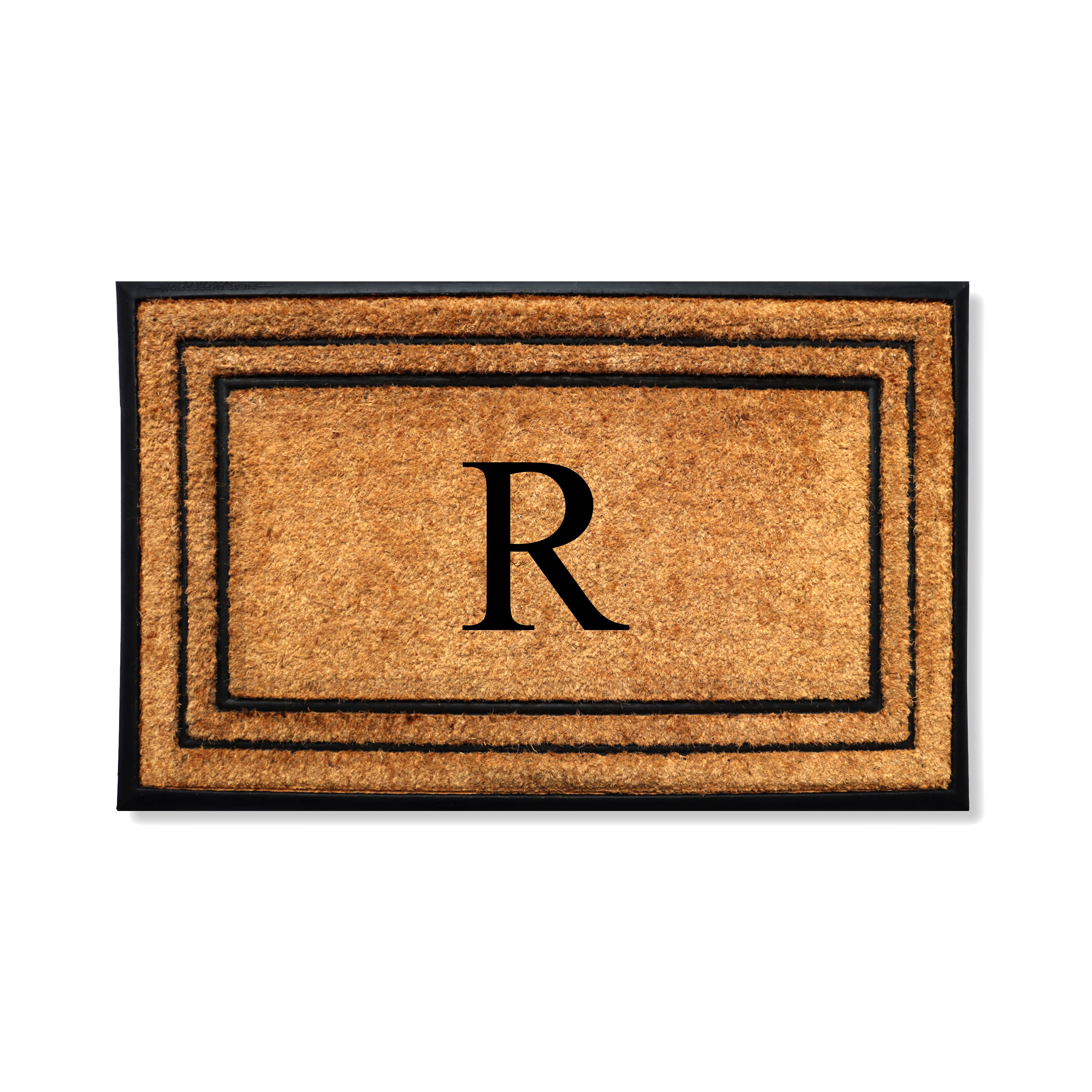 A1HC Personalized Monogram Coir Door Mat 18" x 32" Custom Front Door Entryway Mat with Rubber Border Non-Slip