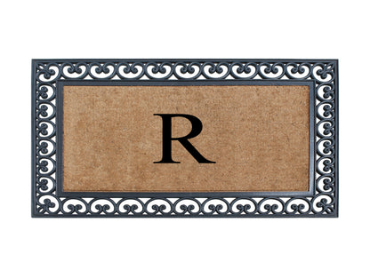 A1HC Natural Rubber & Coir 30x48, Monogrammed Doormat For Outdoor Entrance, Anti-Shed Treated Mat