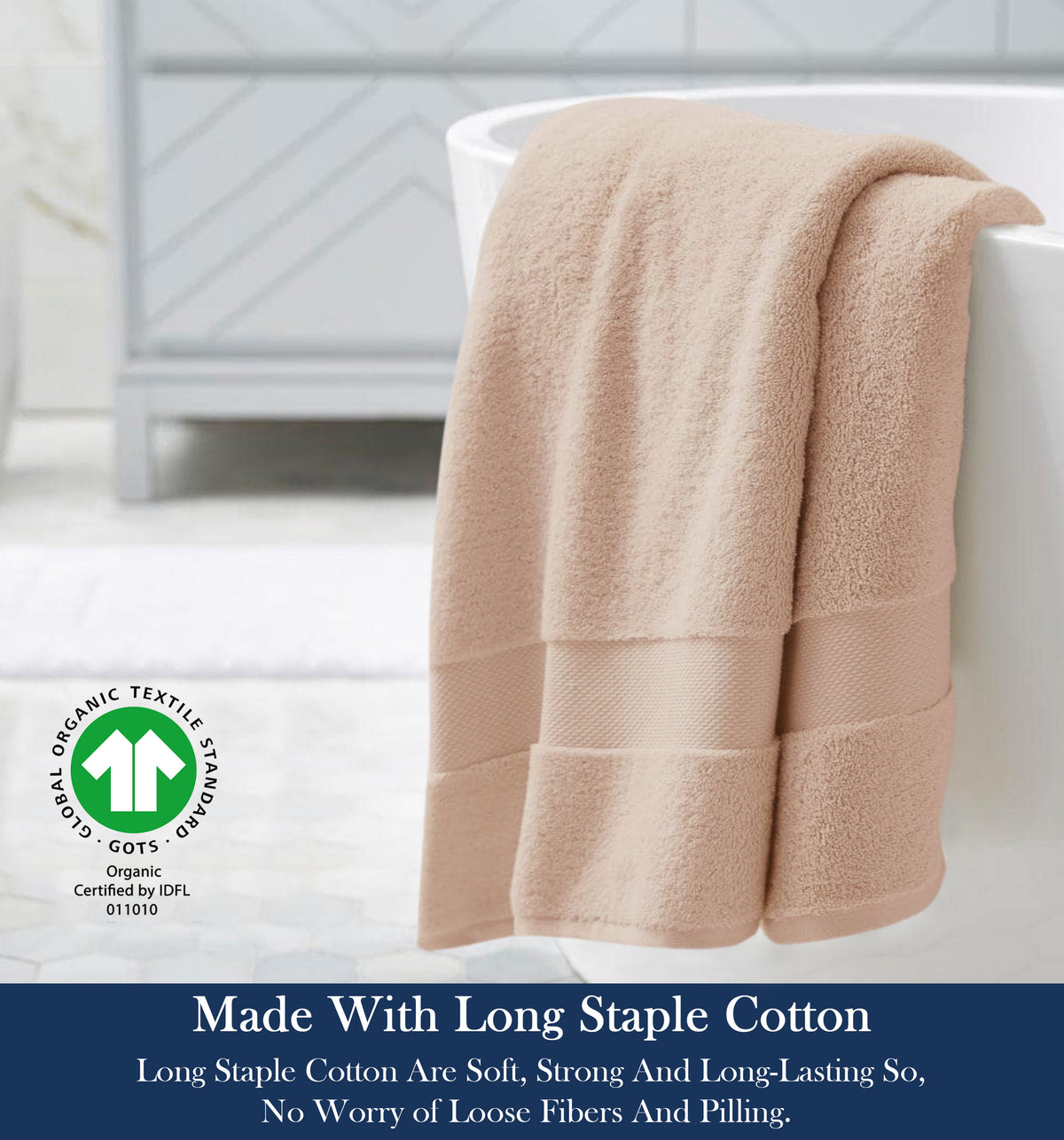 Delara 100% Organic Cotton Soft, Quick Dry & Ultra-Absorbent 30"x58", Bath Towels(Pack of 4)