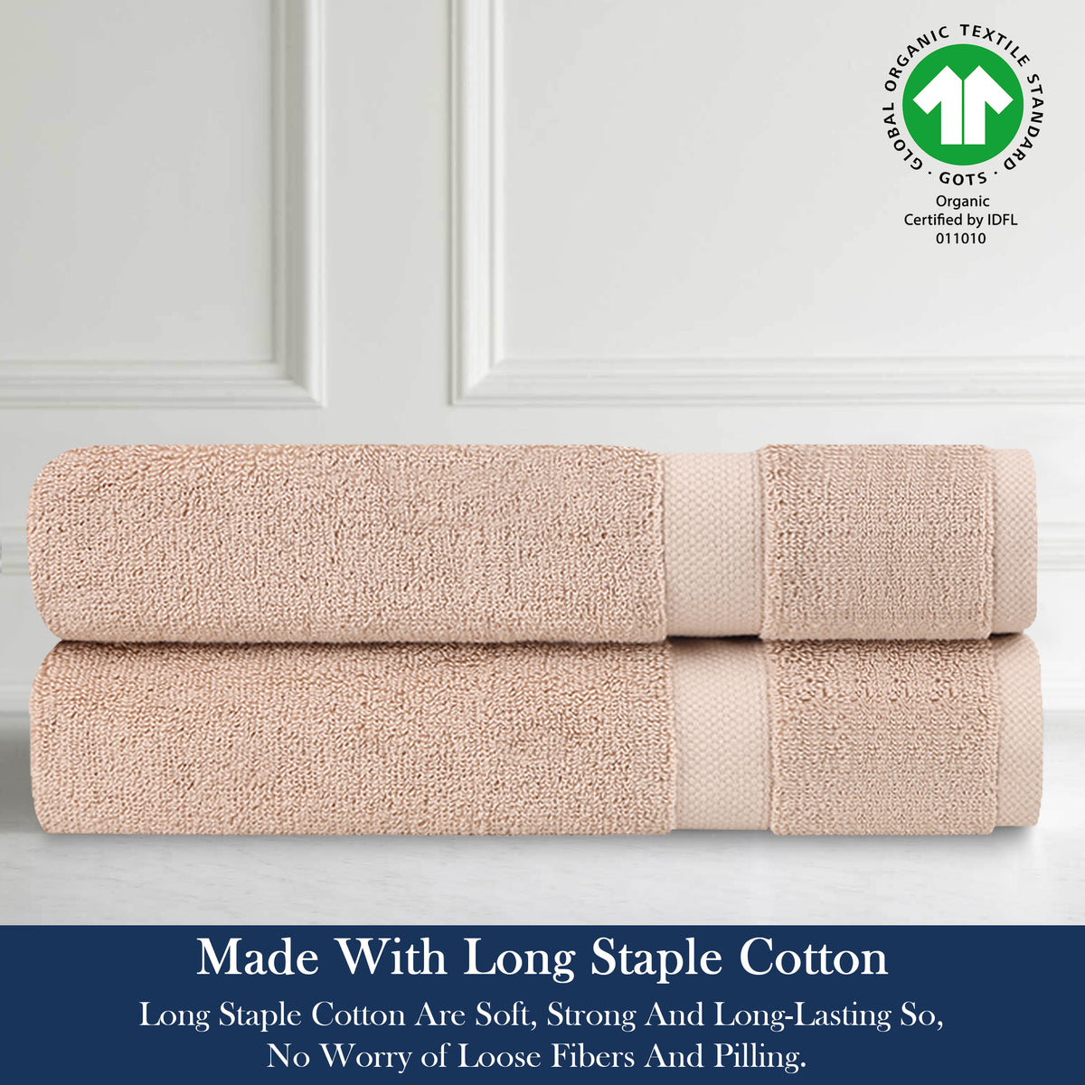 Delara 100% Organic Cotton Soft, Quick Dry & Ultra-Absorbent Hand Towel (Pack of 2)