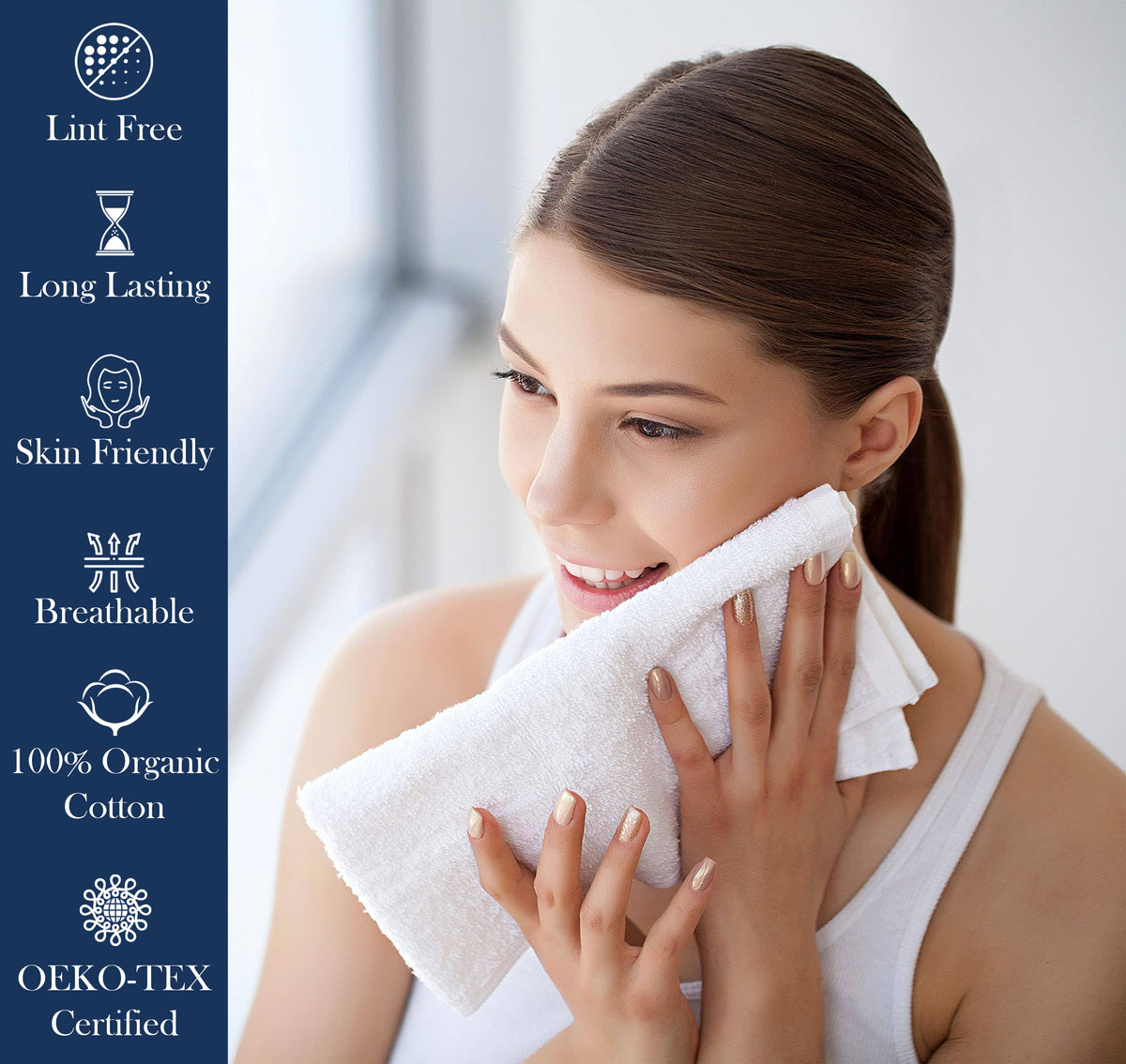 Delara 100% Organic Cotton Soft, Quick Dry & Ultra-Absorbent Hand Towel (Pack of 2)