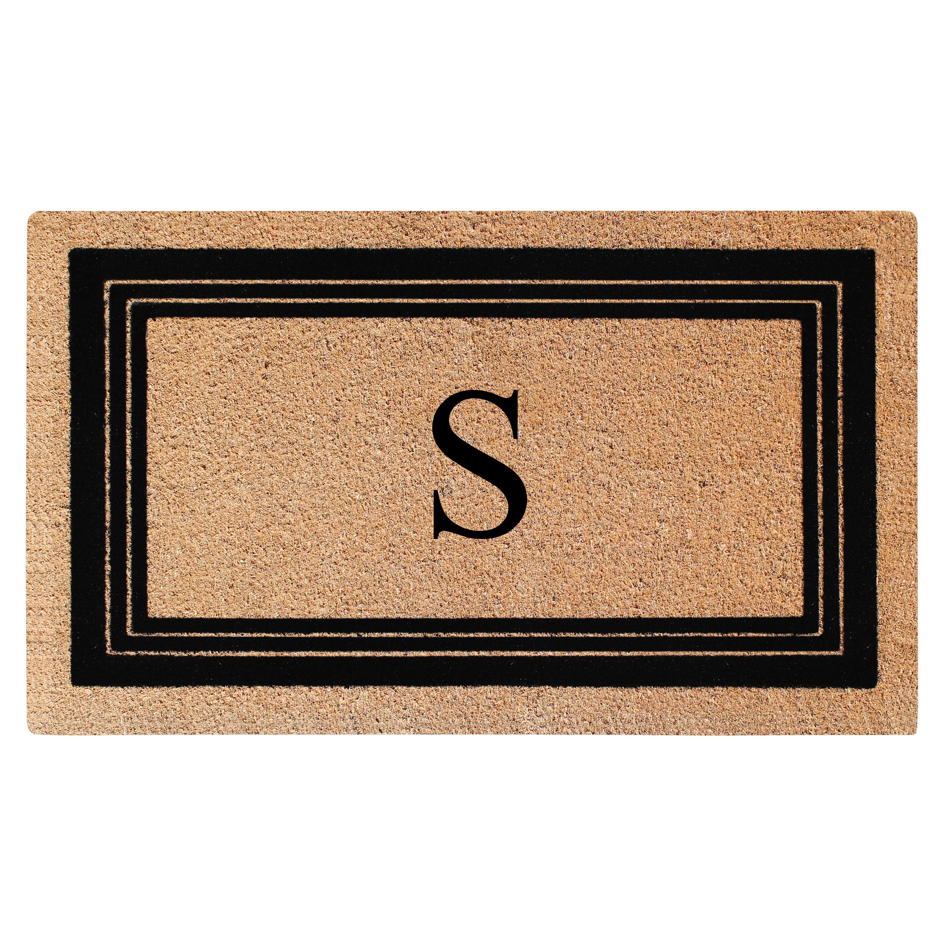 A1HC Personalized Monogrammed Coir Doormat 24" x 39" – Classic Border Coco Fiber Outdoor Front Door Mat