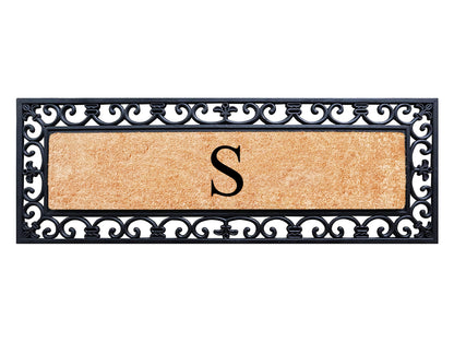 A1HC Rubber Coir Doormat For Outdoor Entrance, Anti-Shed Treated Front Door Mat 18x48, Monogrammed