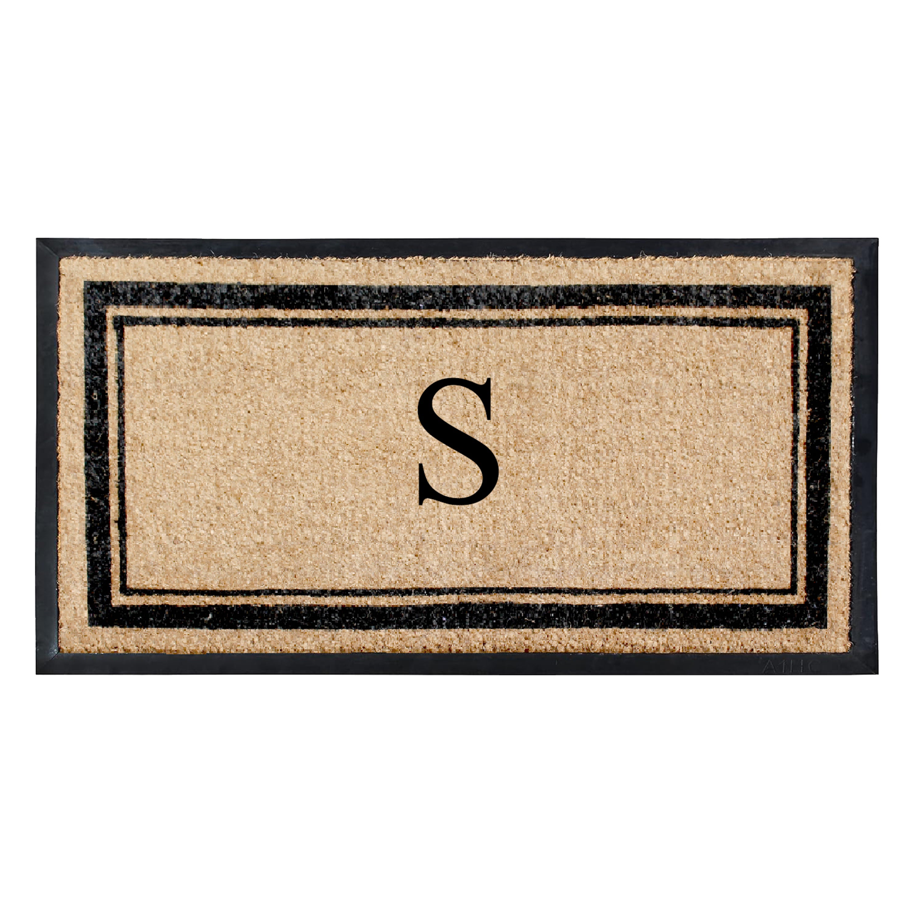 A1HC Luxury Monogrammed Natural Coir Doormat with Heavy-Duty Rubber Border