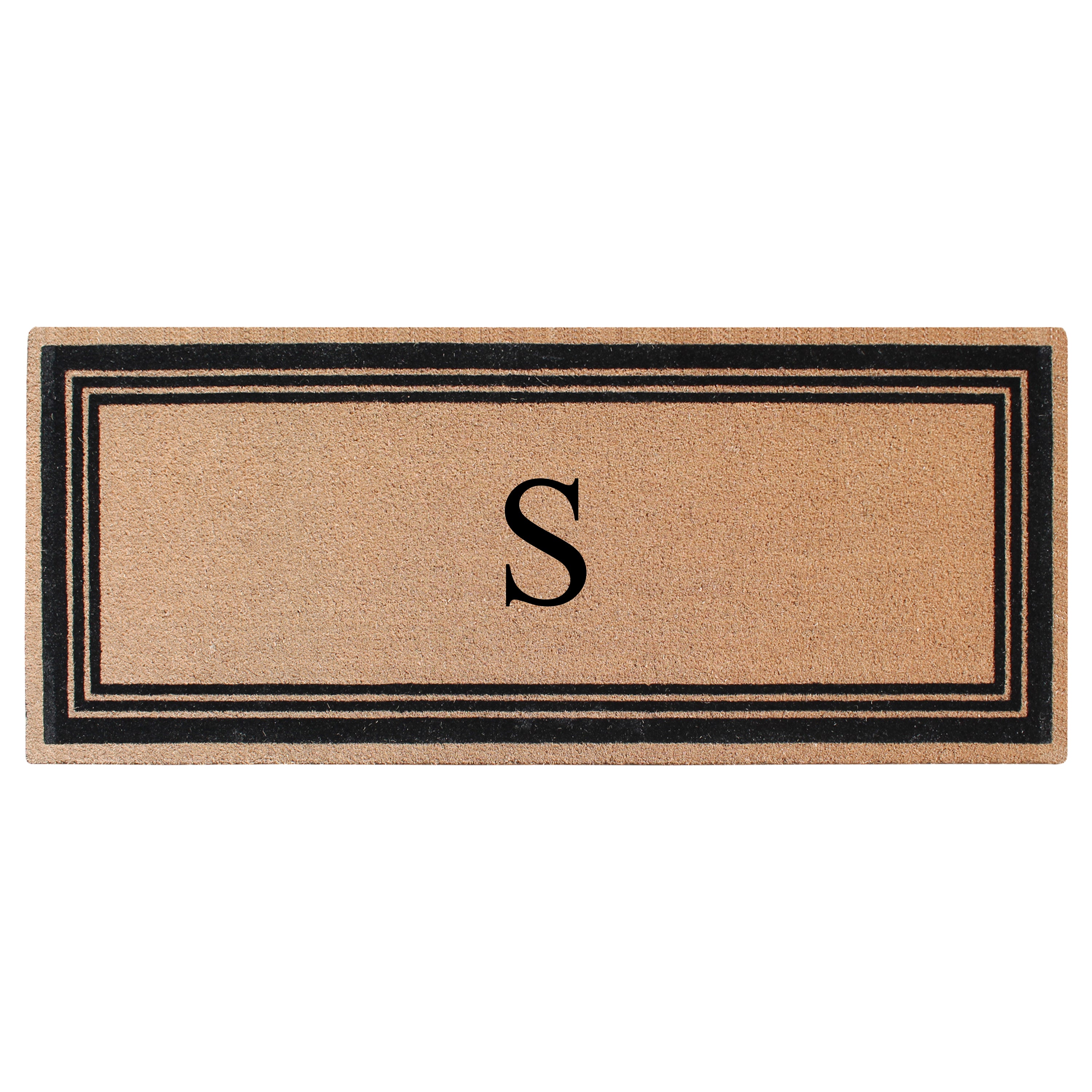 A1HC Personalized Monogrammed Coir Doormat – Classic Border Coco Fiber Outdoor Front Door Mat