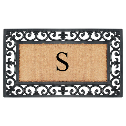 A1HC Natural Rubber & Coir 18x30, Monogrammed Doormat For Outdoor Entrance, Anti-Shed Treated Mat