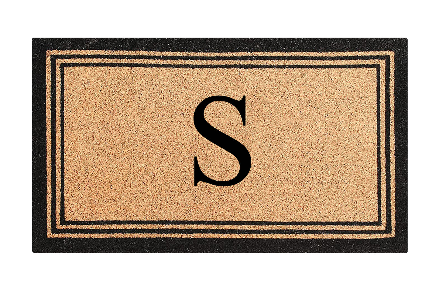 A1HC Personalized Monogram Coir Door Mat – Front Door Mat with Border Design, PVC Backing Outdoor Entryway Doormat