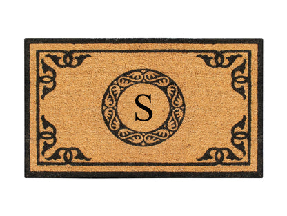 A1HC Natural Coir Door Mat 24x39, Anti-Shed Treated Durable Doormat for Outdoor Entrance Monogrammed