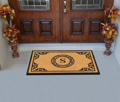 A1HC Natural Coir Door Mat 24x39, Anti-Shed Treated Durable Doormat for Outdoor Entrance Monogrammed