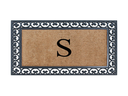 A1HC Natural Rubber & Coir 30x48, Monogrammed Doormat For Outdoor Entrance, Anti-Shed Treated Mat