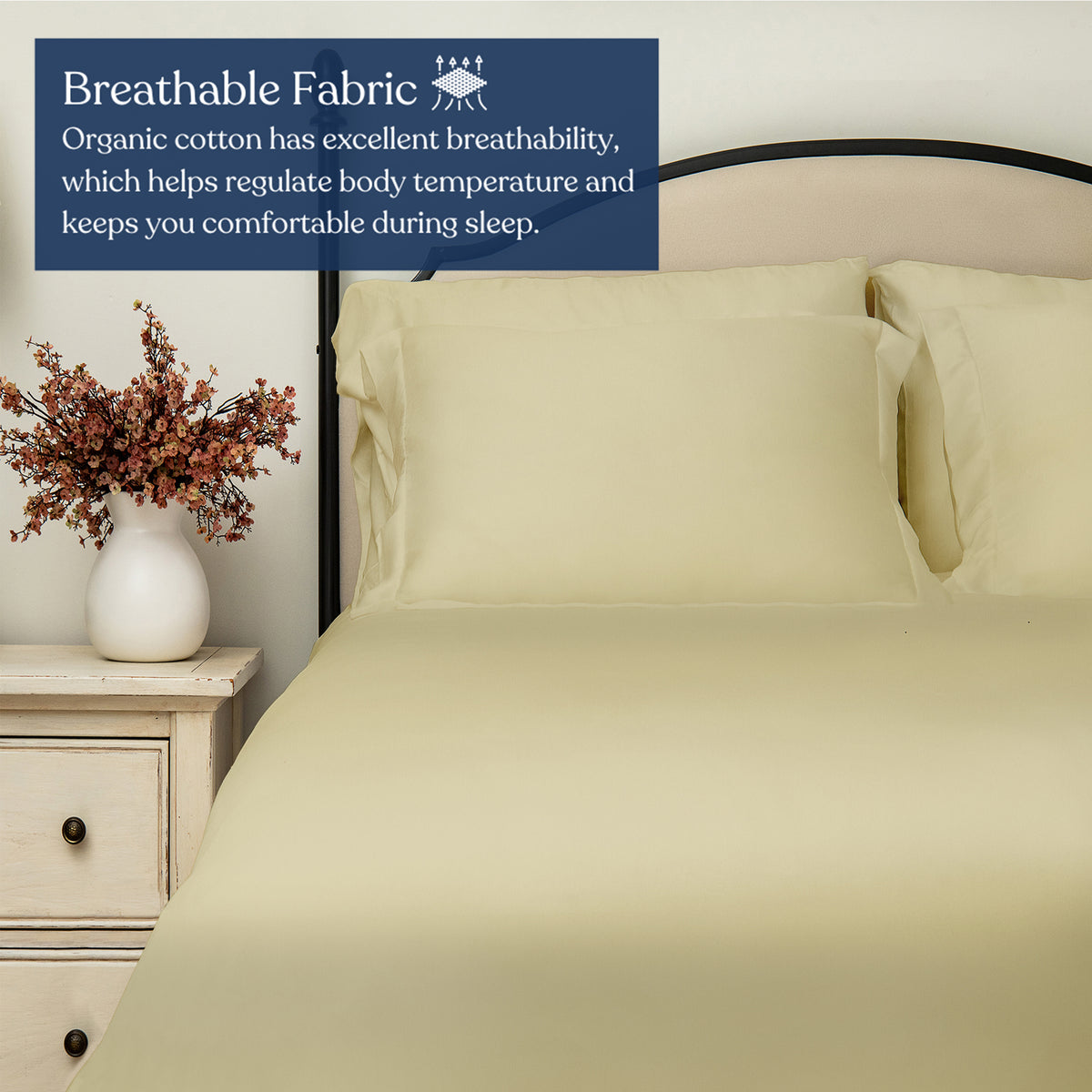 Delara GOTS Certified 100% Organic Cotton Duvet Cover Set 400TC, Moisture-Wicking, Smooth & Breathable Duvet for Hot Sleepers