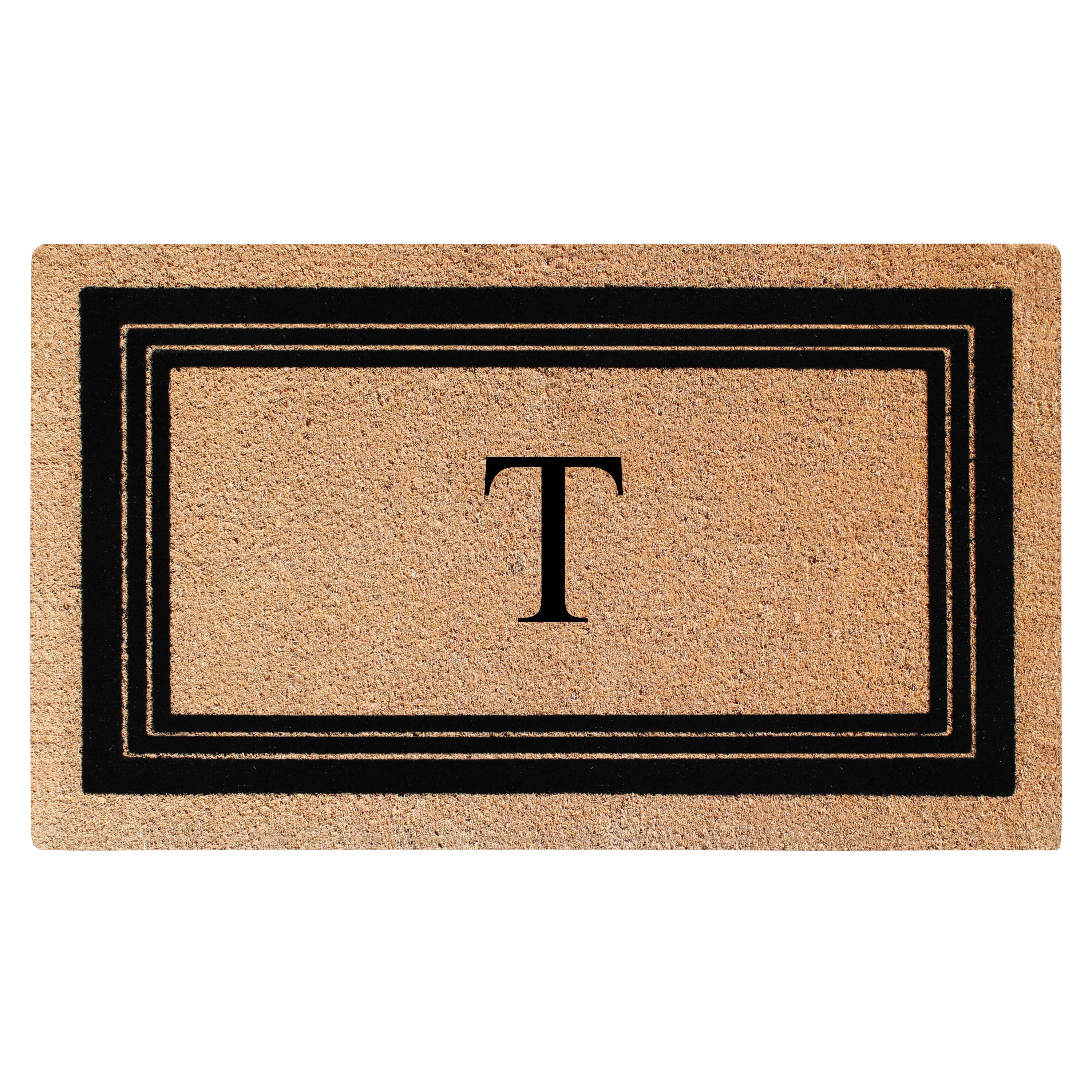 A1HC Personalized Monogrammed Coir Doormat 24" x 39" – Classic Border Coco Fiber Outdoor Front Door Mat