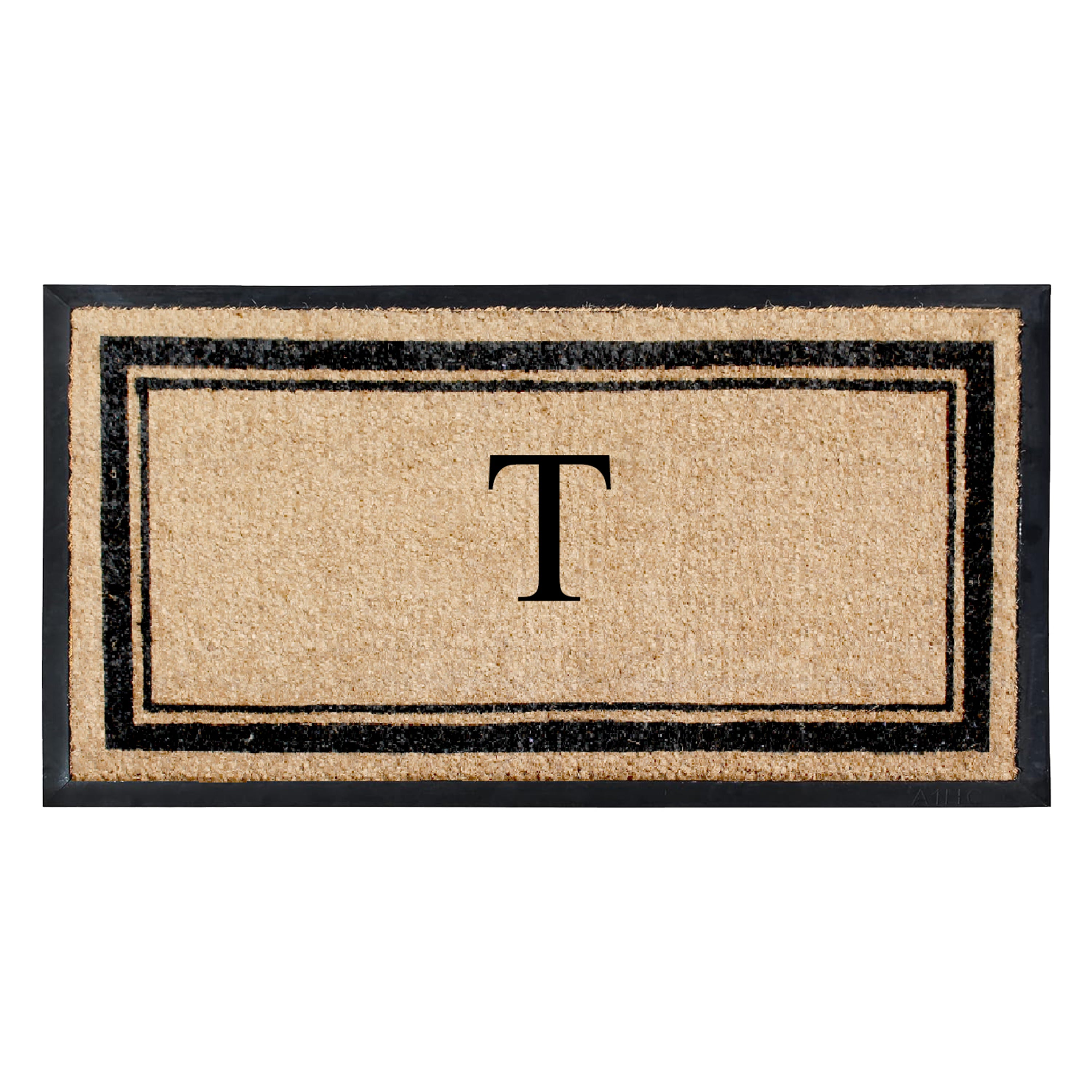 A1HC Luxury Monogrammed Natural Coir Doormat with Heavy-Duty Rubber Border