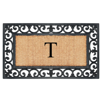 A1HC Natural Rubber & Coir 18x30, Monogrammed Doormat For Outdoor Entrance, Anti-Shed Treated Mat